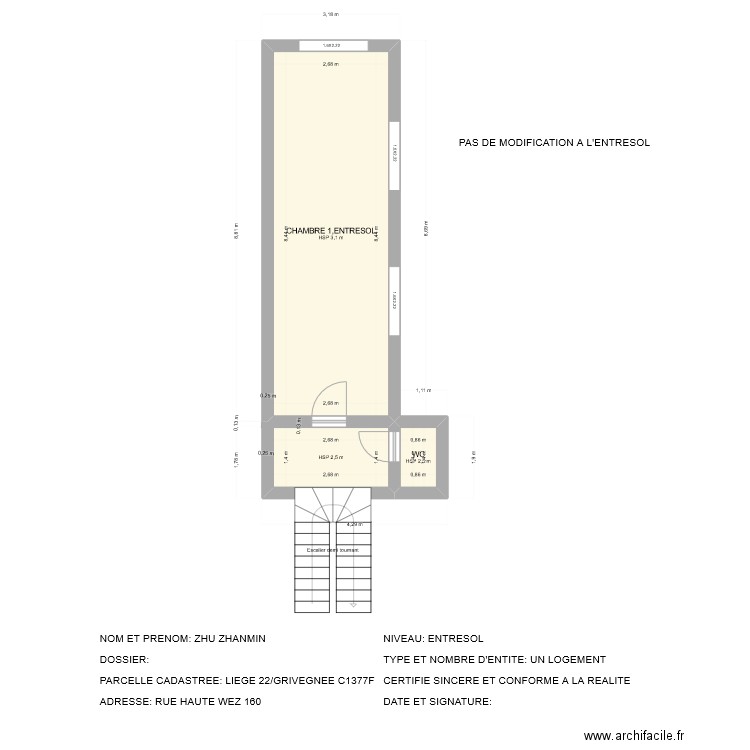 ENTRESOL. Plan de 3 pièces et 28 m2