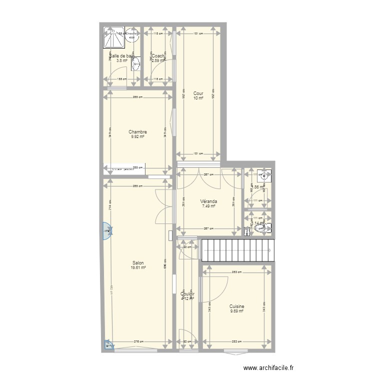 rez de chaussée avec cotations. Plan de 0 pièce et 0 m2