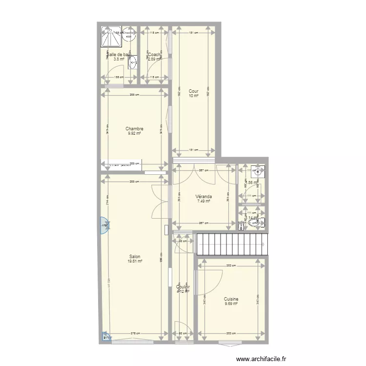 rez de chauss&eacute;e avec cotations. Plan de 