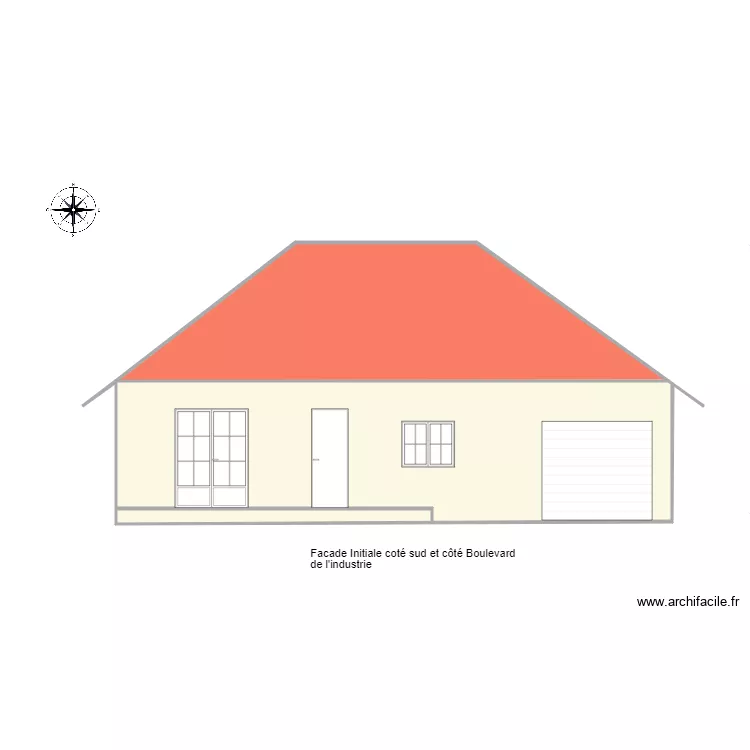 Facade initiale cote sud . Plan de Facade initiale cote sud . Plan de