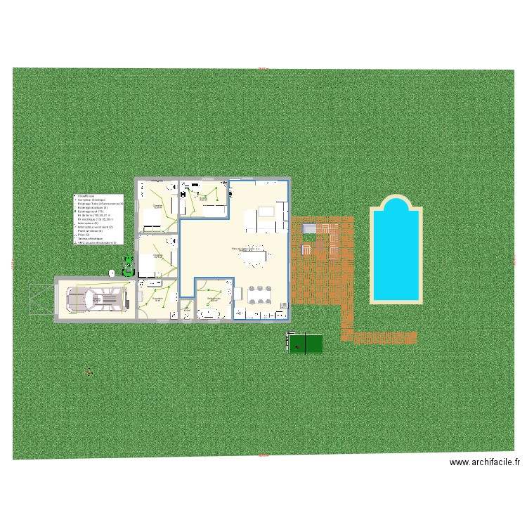 Maison. Plan de 8 pièces et 144 m2