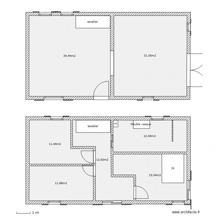 escisse deux. Plan de 0 pièce et 0 m2