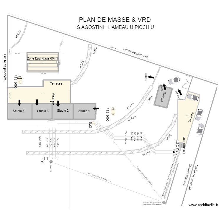 Plan Masse fluides. Plan de 9 pièces et 467 m2