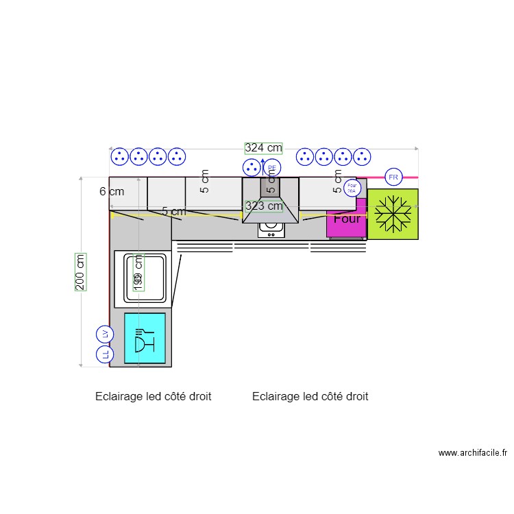 cuisine les issambres 6 1 bac. Plan de 0 pièce et 0 m2