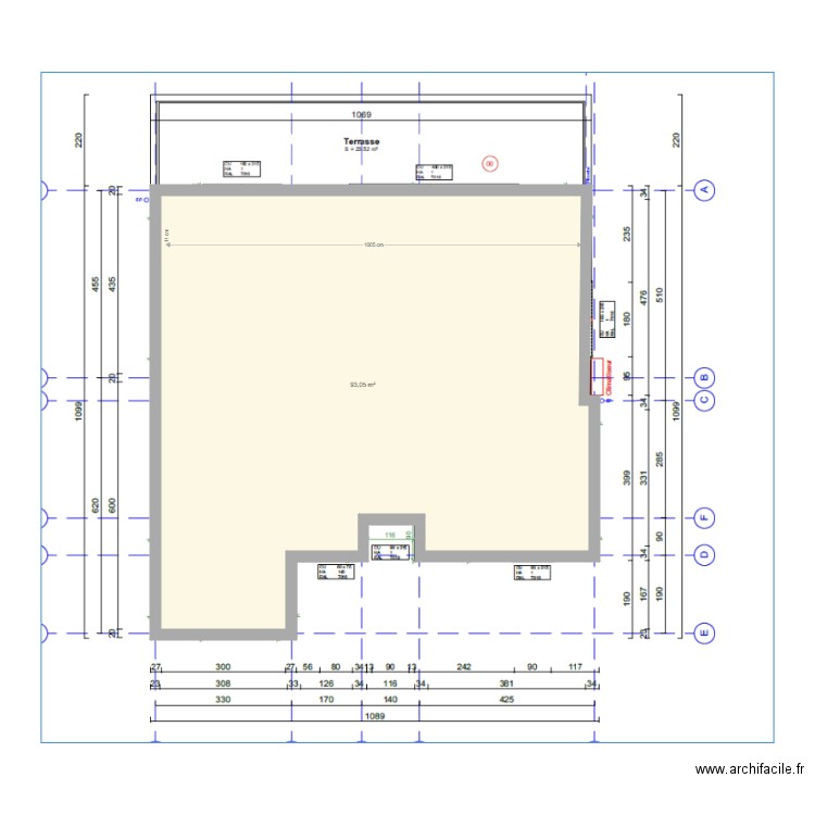 Projet 2 exétieur nu. Plan de 1 pièce et 93 m2