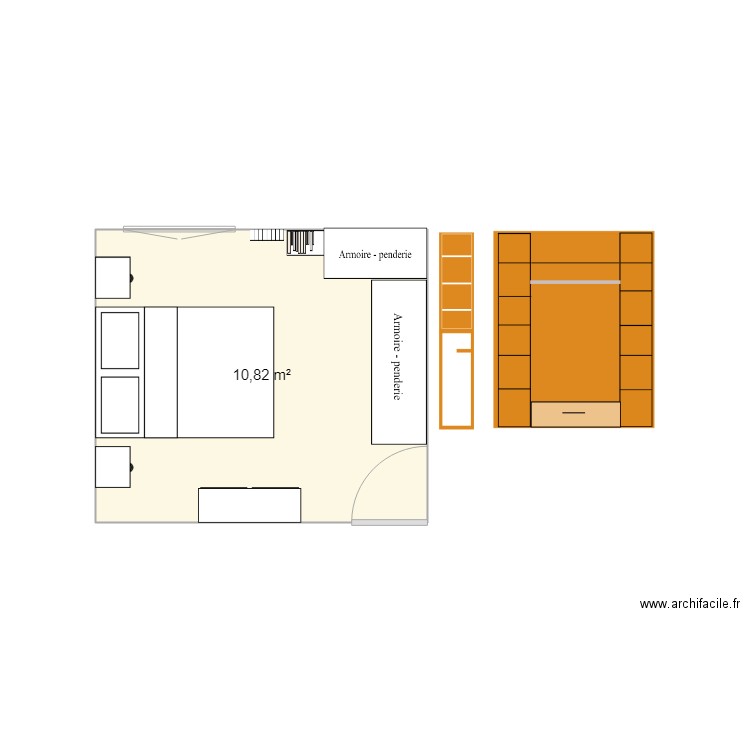 chambre armoire et colonne. Plan de 0 pièce et 0 m2