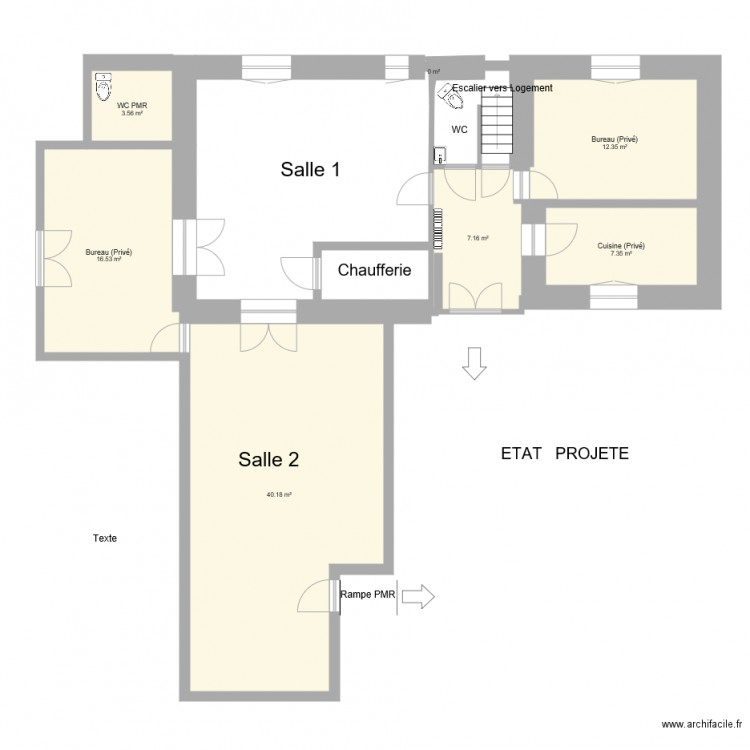 Presbytère de Perthes Rdec Etat Projeté. Plan de 0 pièce et 0 m2