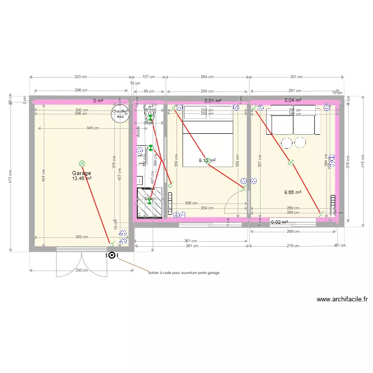 LEROUX LA BAULE MAISON JARDIN - PLAN ELECTRIQUE. Plan de 