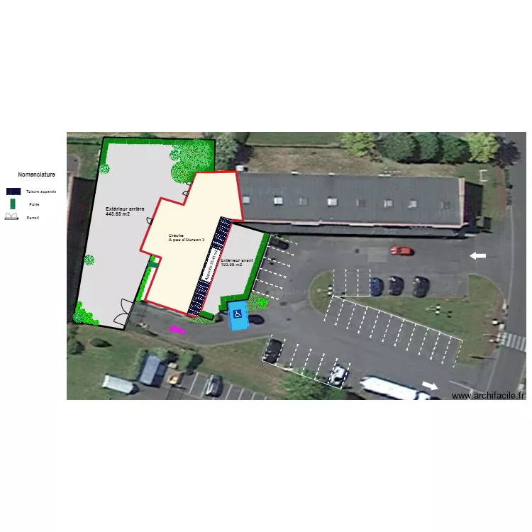 Plan espace exterieurs + superficie  A pas d'ourson. Plan de 