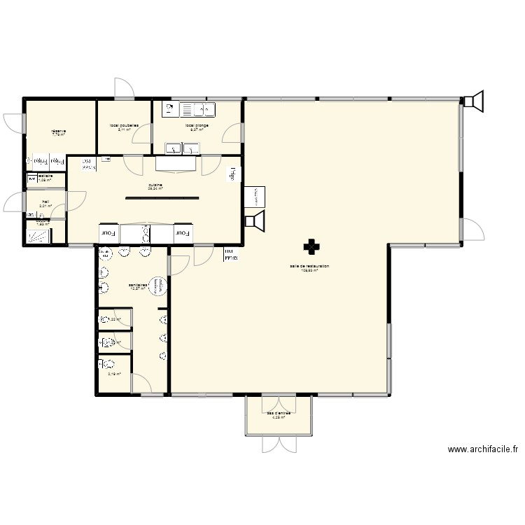 Cantine Ladrière Plan 13 pièces 183 m2 dessiné par christophe...