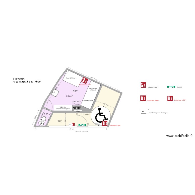 pizzeria Royat sans banque PMR. Plan de 0 pièce et 0 m2