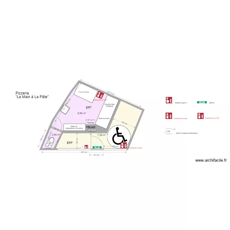 pizzeria Royat sans banque PMR. Plan de 