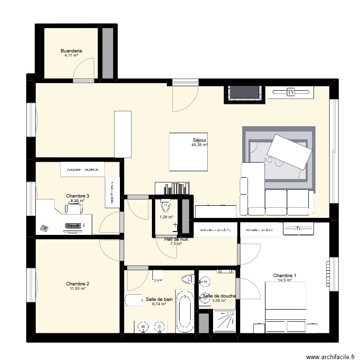 Appart. Plan de 12 pièces et 109 m2