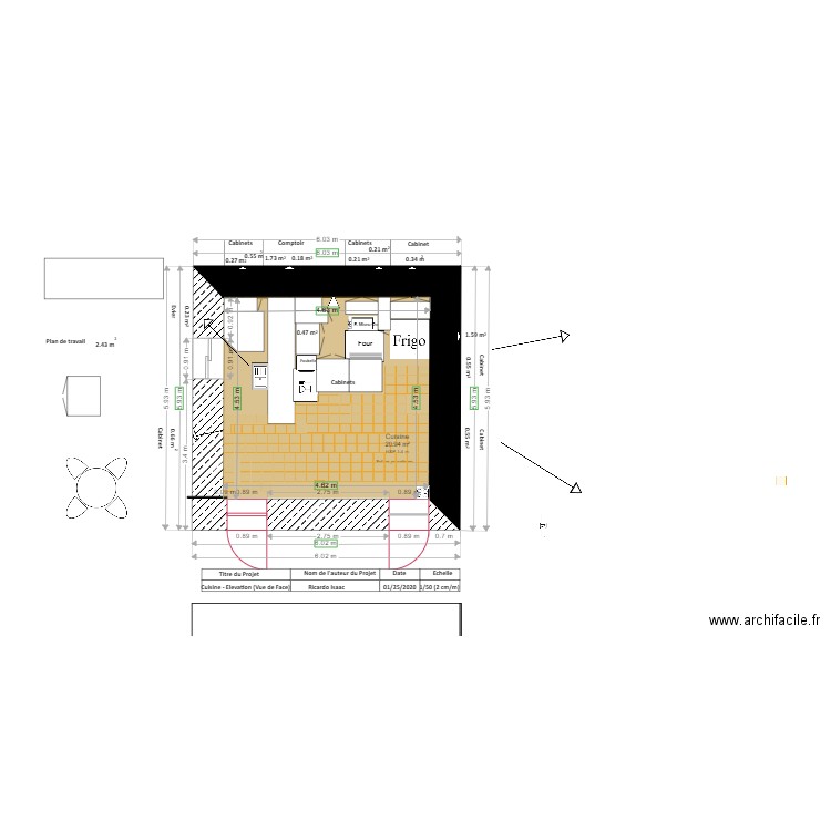 PLAN   CUISINE VUE DE FACE ELEVATION TERMINER 1. Plan de 0 pièce et 0 m2