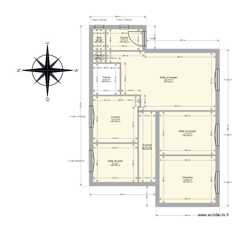 Simon Emmanuel . Plan de 18 pièces et 158 m2