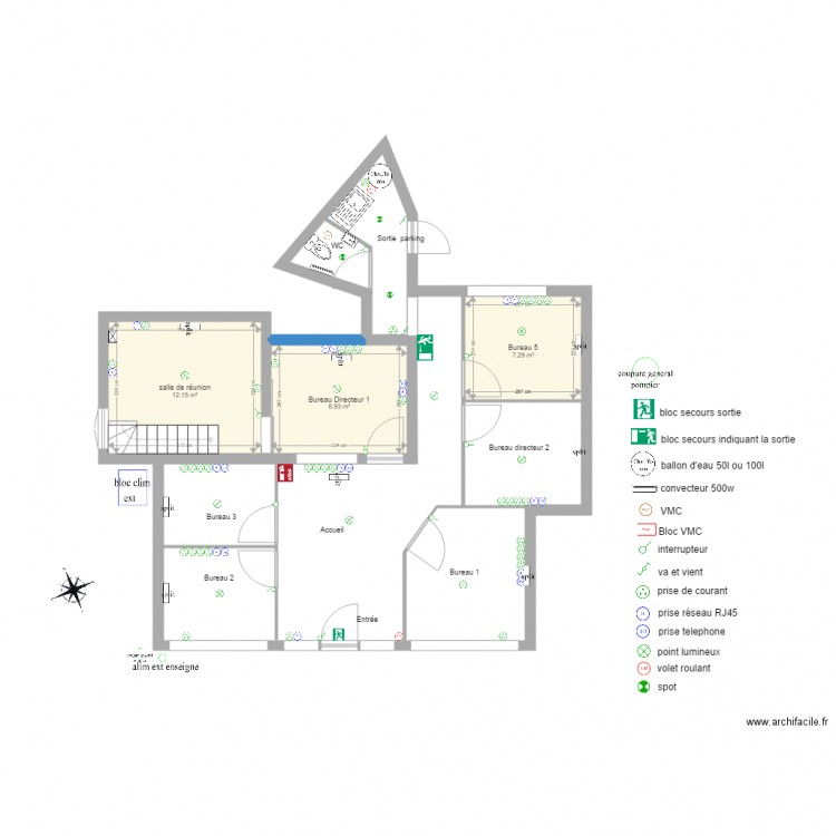 plan local commercial electrique et clim. Plan de 0 pièce et 0 m2