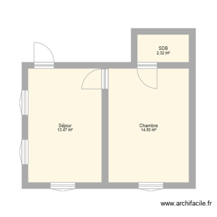 2 pi&egrave;ce. Plan de 0 pièce et 0 m2