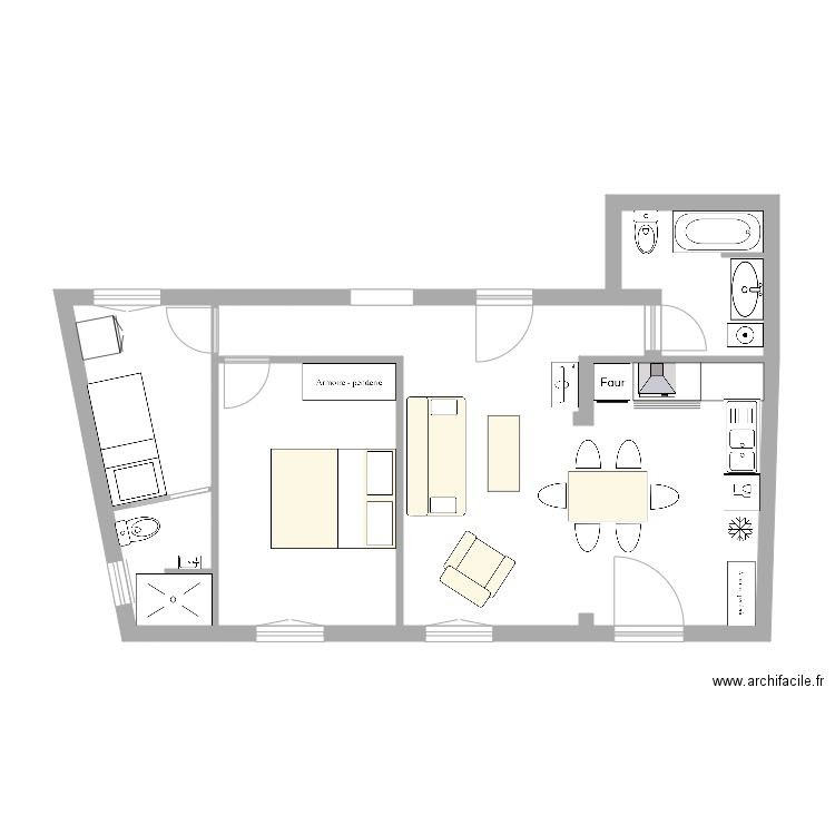 La Maison du Pêcheur. Plan de 4 pièces et 54 m2