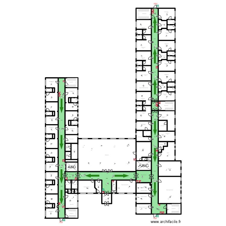 Rez de chaussée semi-valide def. Plan de 100 pièces et 1891 m2