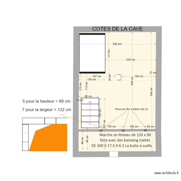 CAVE COTES. Plan de 2 pièces et 19 m2