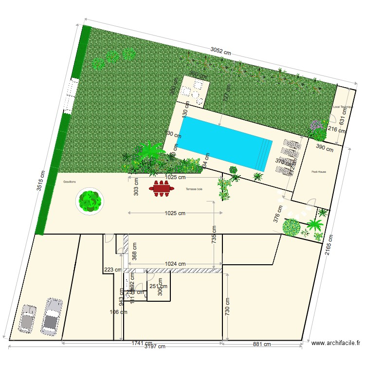 ext avec piscine et extension noyant 2. Plan de 0 pièce et 0 m2