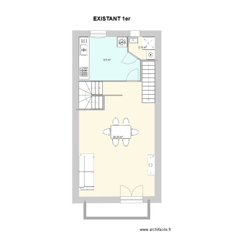 Existant rdc saulce 1er étage. Plan de 0 pièce et 0 m2
