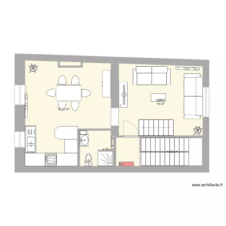 Anatole France 4ème étage duplex 1 version studio aménagé. Plan de Anatole France 4ème étage duplex 1 version studio aménagé. Plan de