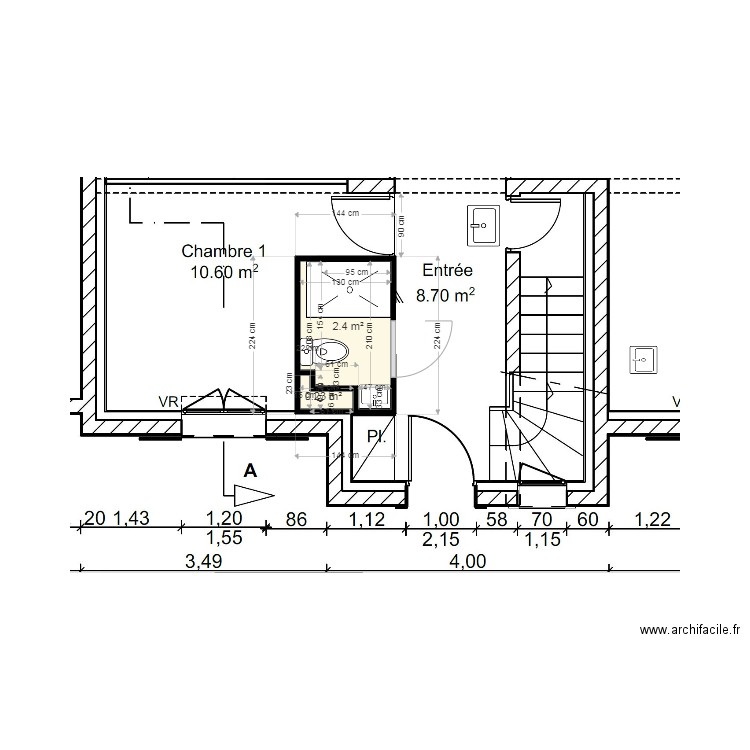 Salle eau RDC. Plan de 0 pièce et 0 m2