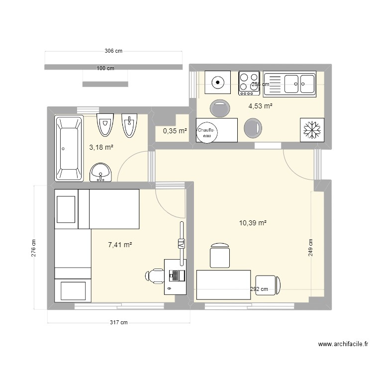 Axel 1. Plan de 5 pièces et 26 m2