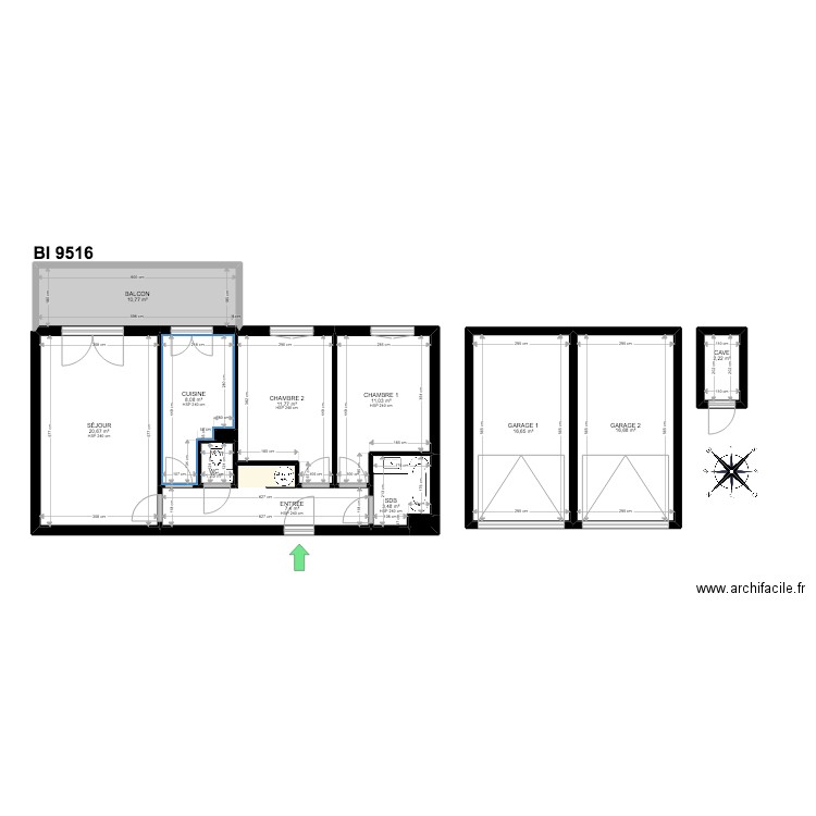 BI 9516. Plan de 0 pièce et 0 m2