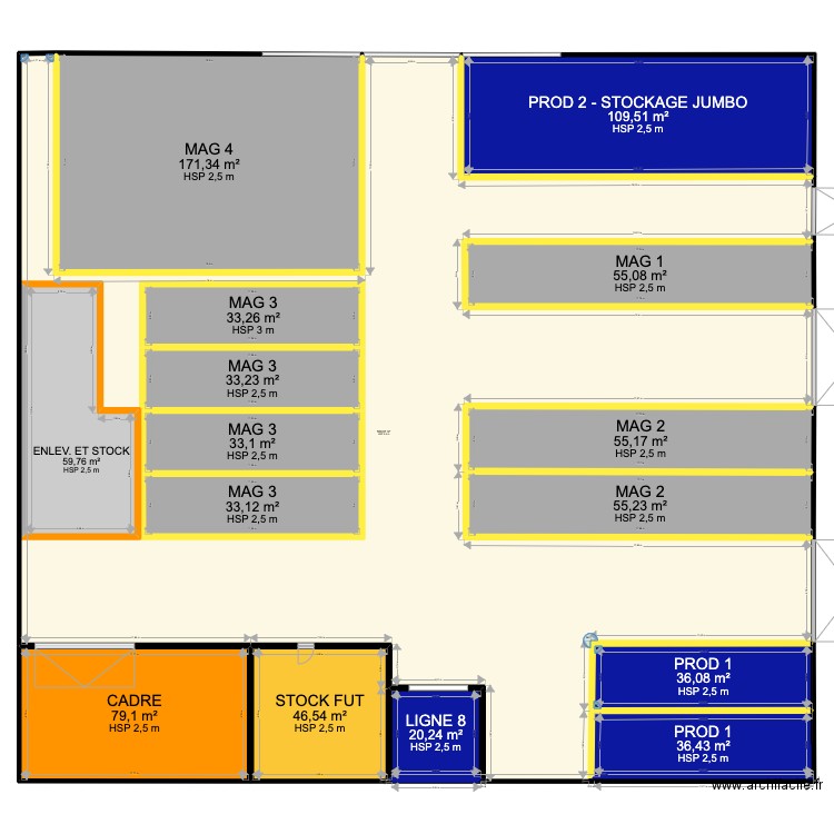 Ped. Plan de 16 pièces et 1649 m2