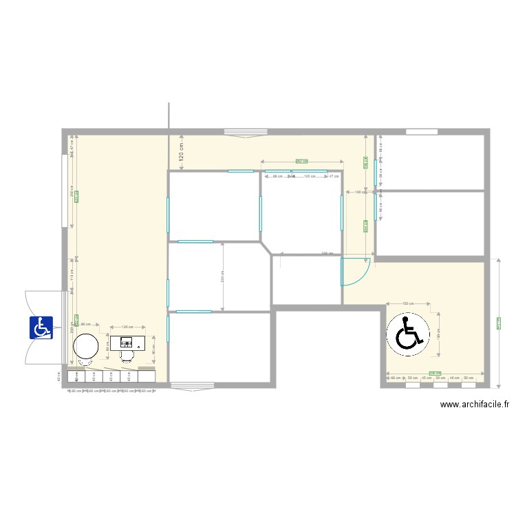 accessibilité handicapé. Plan de 0 pièce et 0 m2