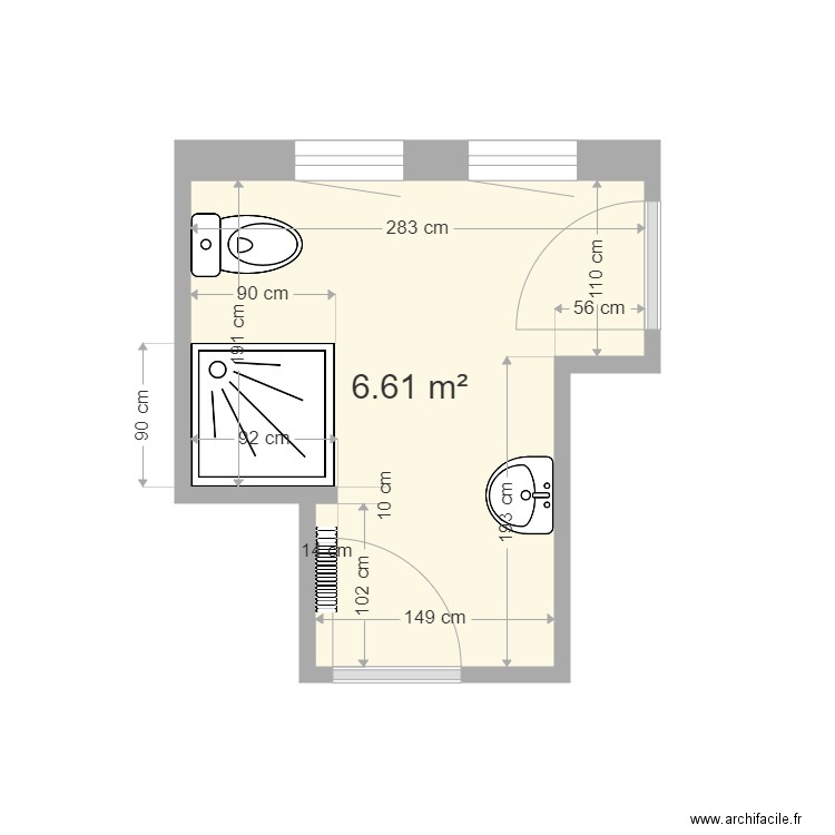 COSTA. Plan de 1 pièce et 7 m2