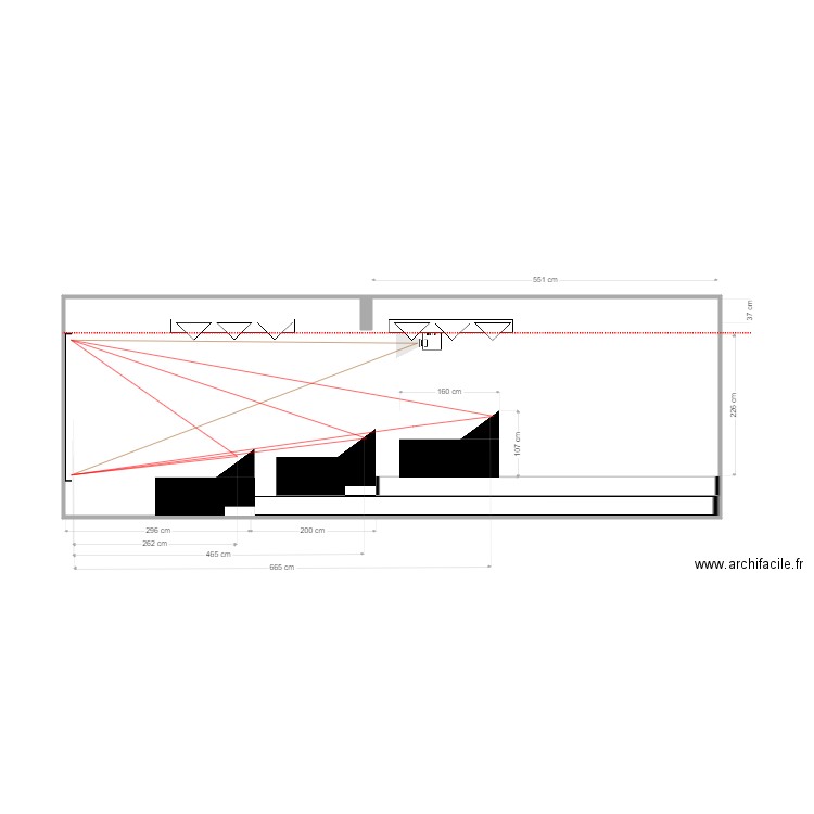 Mons Terry Smith Private Cinema visio angle + projecteur position. Plan de 0 pièce et 0 m2