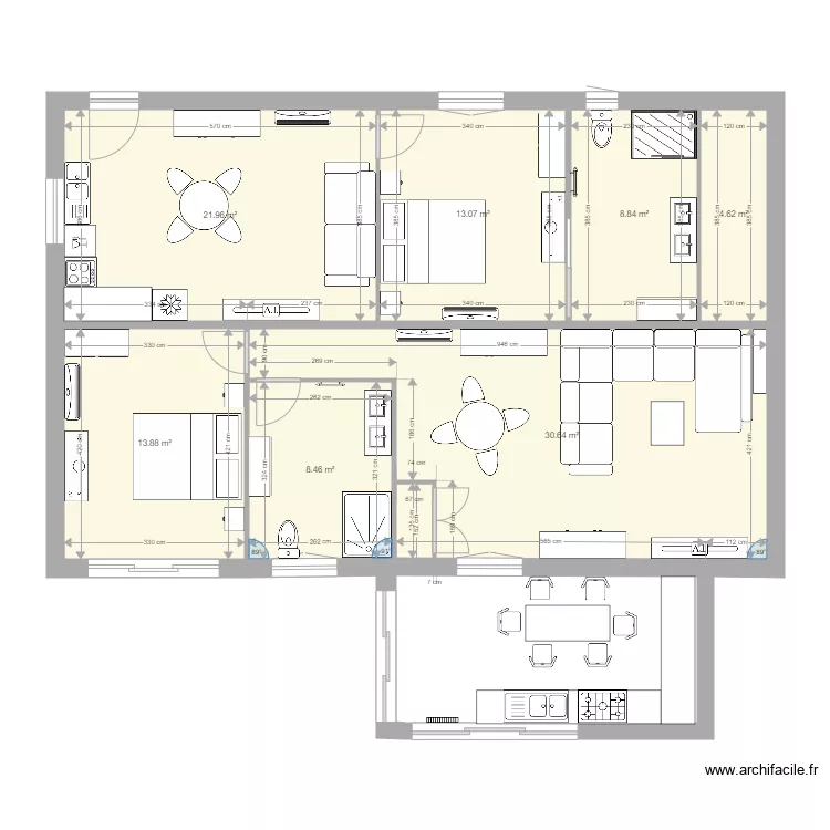 rdc 2 appart. Plan de 