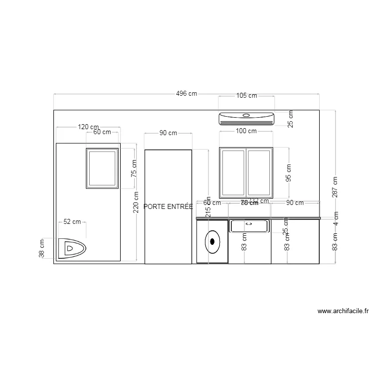 MUR COTE JARDIN. Plan de 