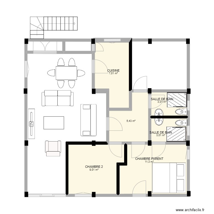 ma maison 2. Plan de 6 pièces et 39 m2