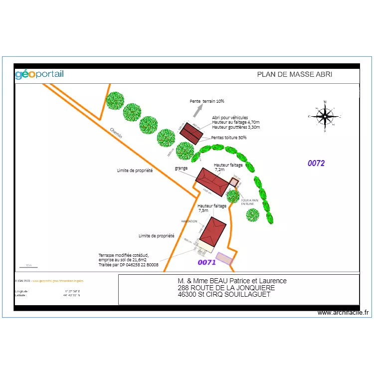 PLAN DE MASSE AVEC ABRI VEHICULES MODIFIE. Plan de 