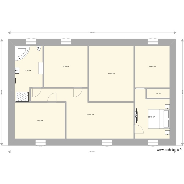 Laura final. Plan de 15 pièces et 232 m2