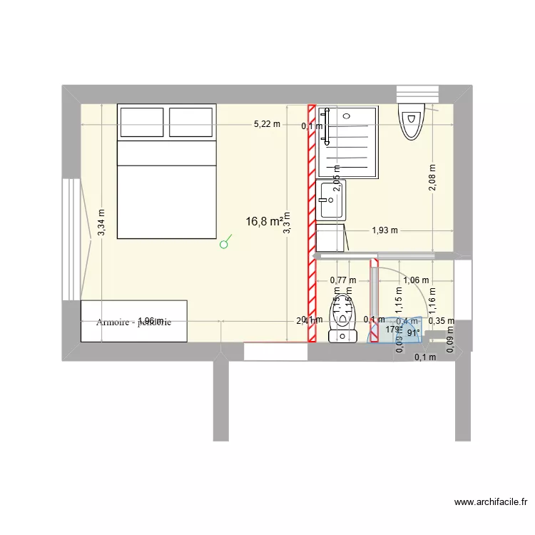 chambre2. Plan de 2  et 16 m²
