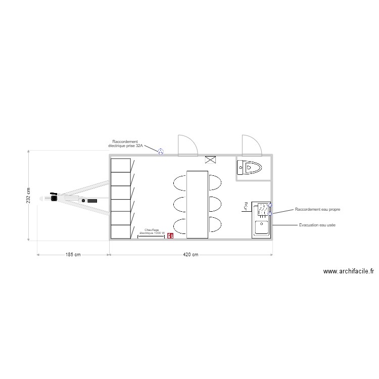 BVR 012. Plan de 2 pièces et 9 m2