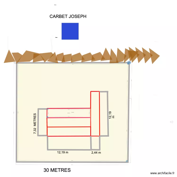 LES 4 CONTAINERS SUR LE TERRAIN AVEC DIMENSIONS. Plan de 
