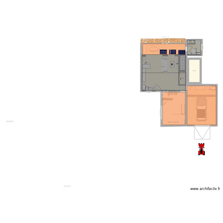 extension. Plan de 6 pièces et 81 m2