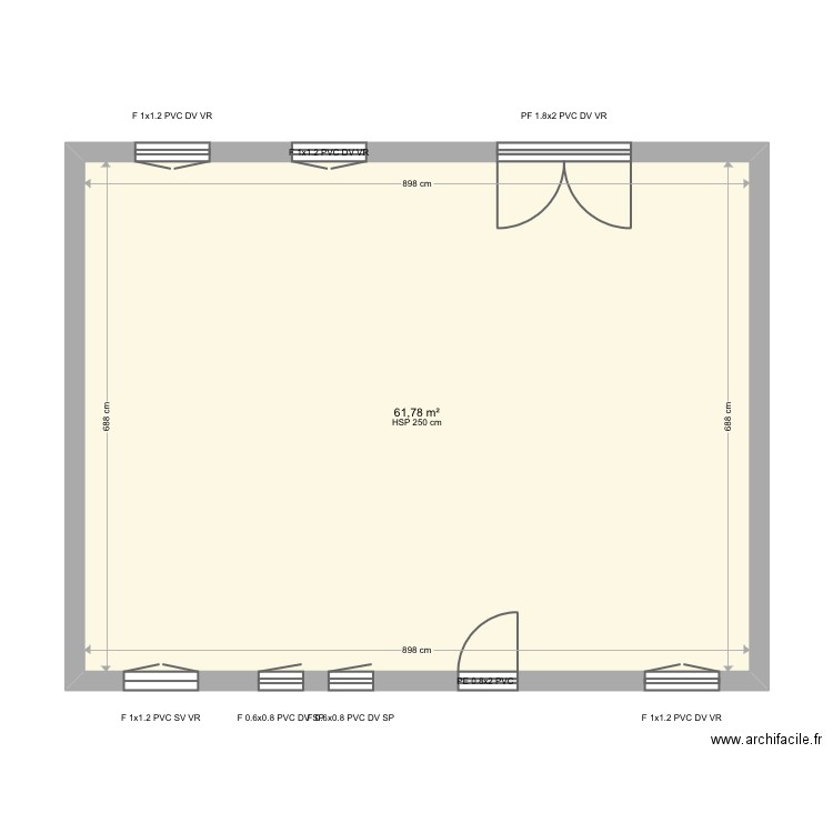 Peyroux. Plan de 1 pièce et 62 m2