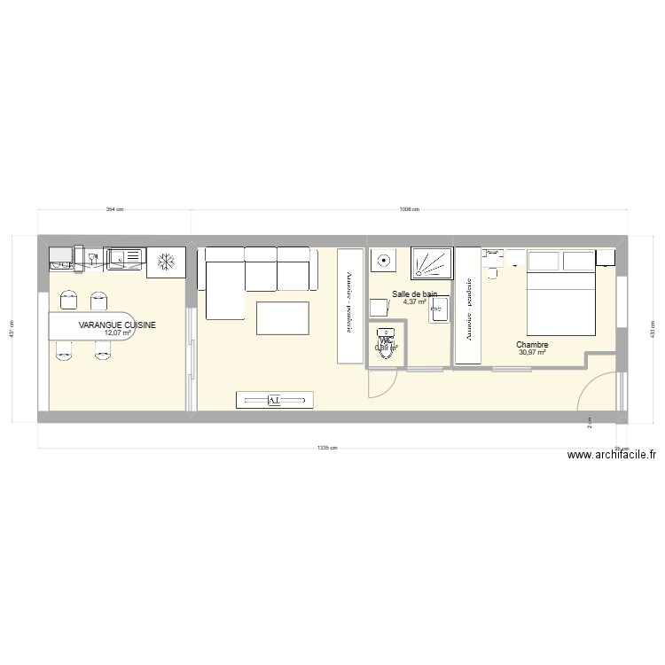 MY FIRST PROJET ABYMES KREOL MOOD. Plan de 4 pièces et 48 m2