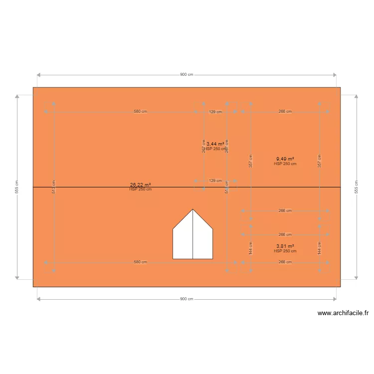 Maison &eacute;tage 2 pans. Plan de 