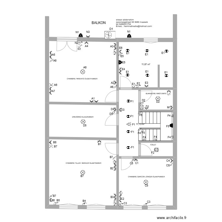 AIT TEDRATE1. Plan de 8 pièces et 93 m2