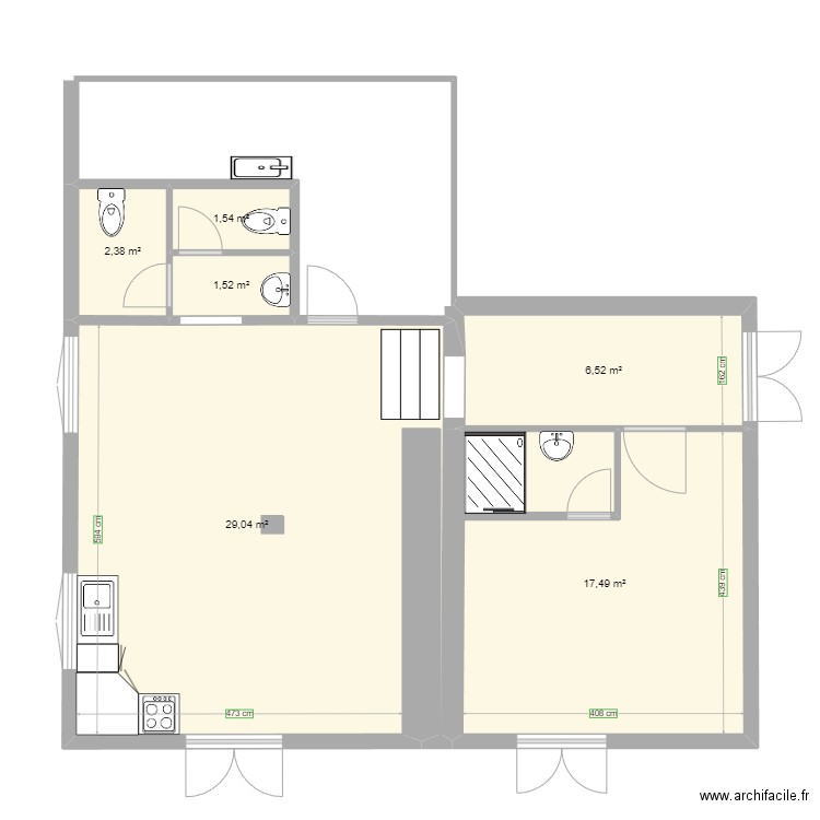 PROJET 1 CDE ST. Plan de 6 pièces et 58 m2