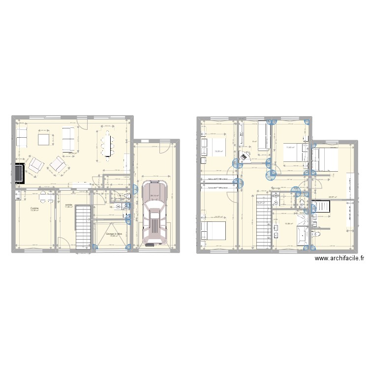 Tour d'Auvergne. Plan de 14 pièces et 213 m2