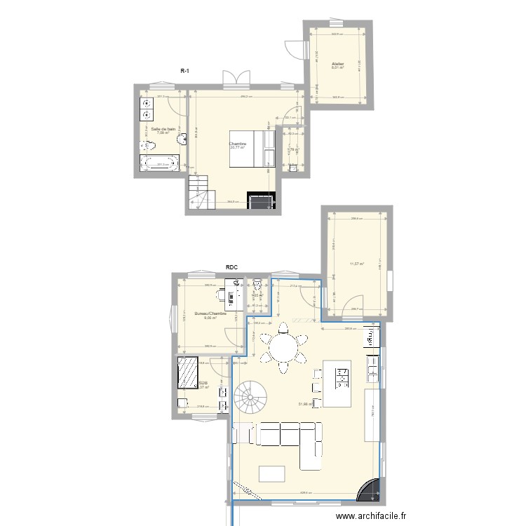 Plans futur chalet 3. Plan de 9 pièces et 117 m2